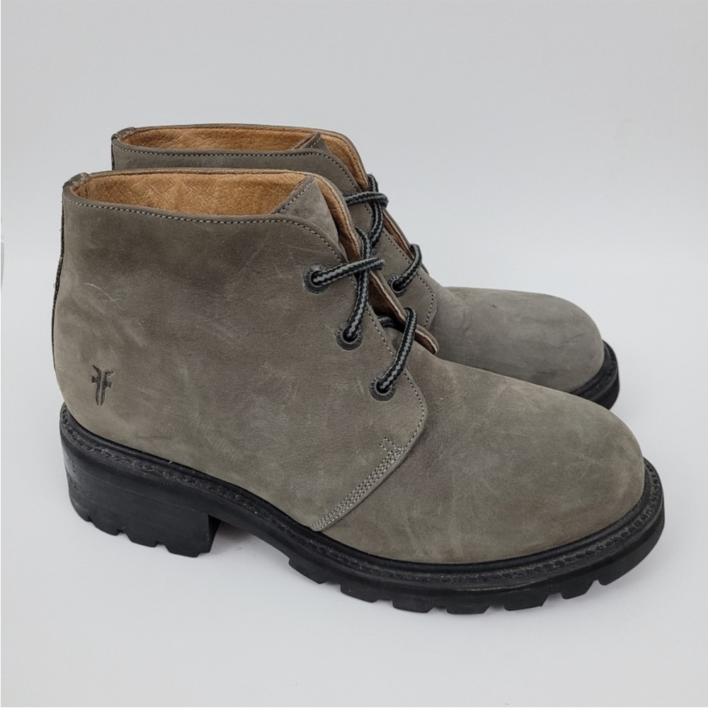 Vintage Frye Chunky Chukka Mens 9.5 Grey Leather